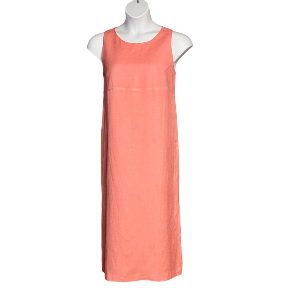Coldwater Creek Sz 14P Sleeveless Maxi Dress & Jacket Set Linen Blend Coral Pink - Picture 3 of 9